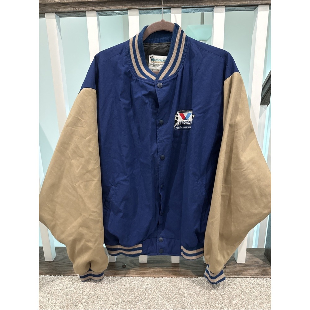 Mark Martin 90s Y2k Jacket NASCAR Valvoline Motorsport XL Racing Bomber‎ Blue